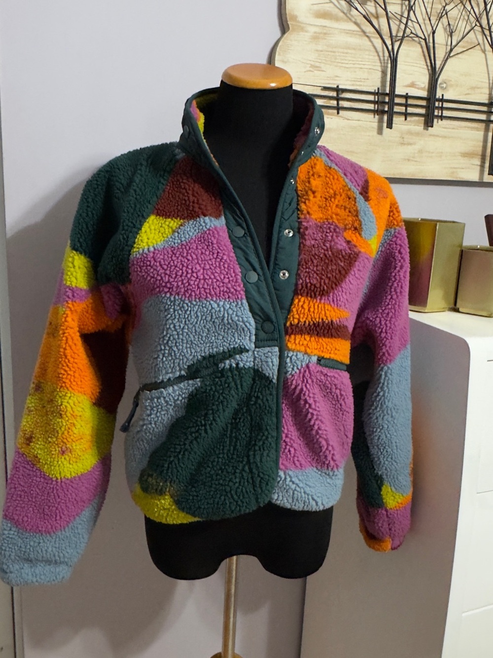 Free People FP Movement Colorful Faux Fur Jacket – Size XS